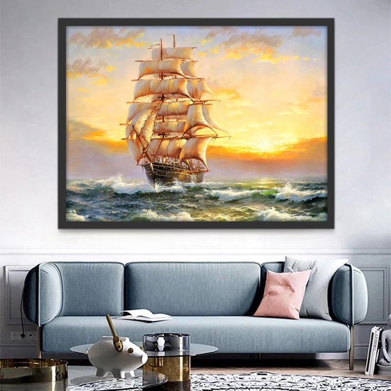 Barco Navegando en el Océano Pintar por Números