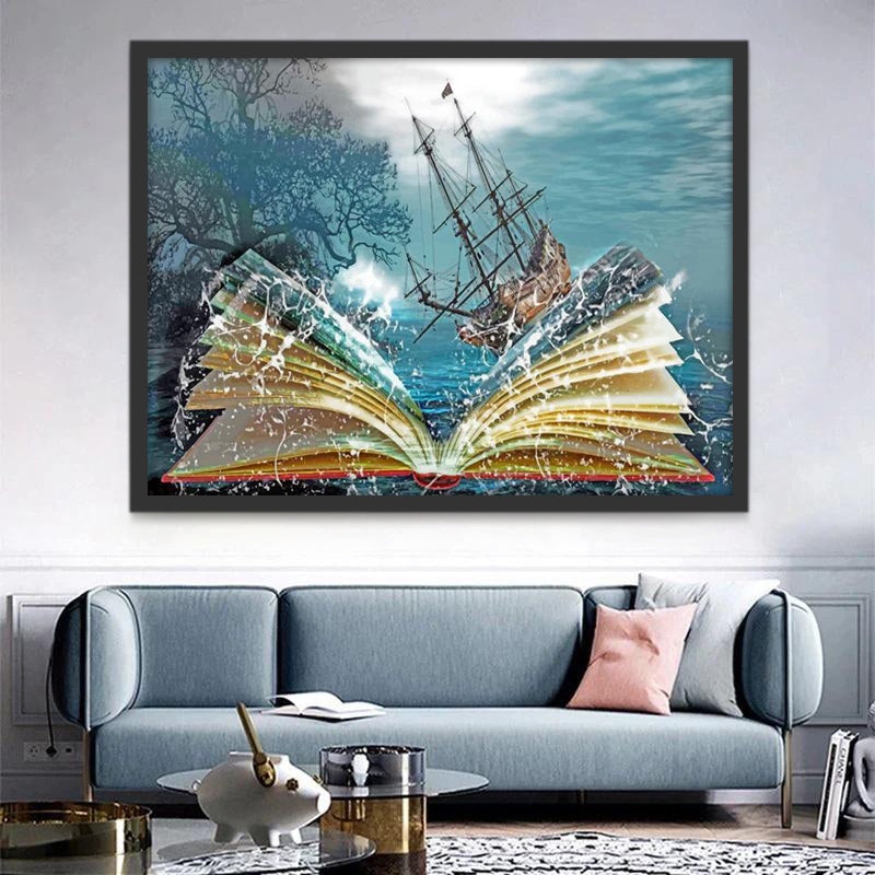 Barco Navegando sobre el Libro Pintar por Números