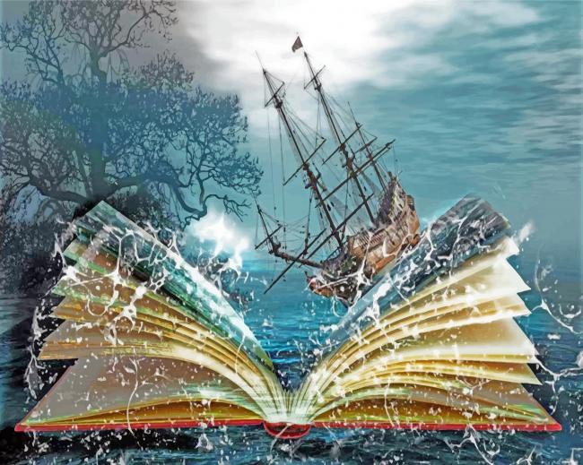 Barco Navegando sobre el Libro Pintar por Números