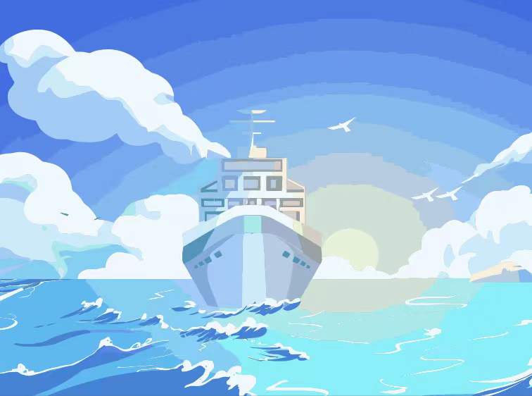 Barco y Mar Azul y Nubes Blancas Pintar por Números