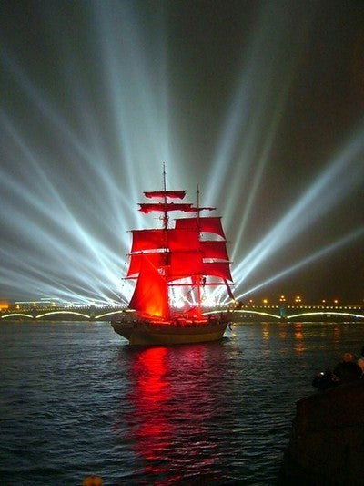 Barco y Puente en la Noche Pintar por Números