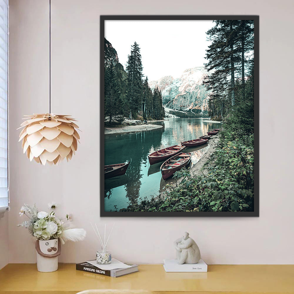 Barcos en el Río de Bosque Pintar por Números