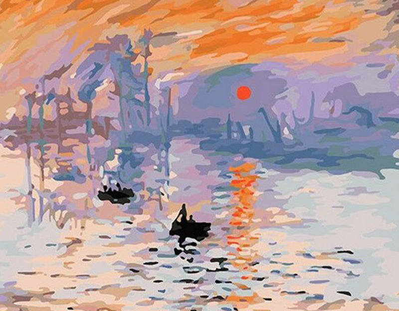 Barcos y Puesta del Sol sobre el Mar Pintar por Números