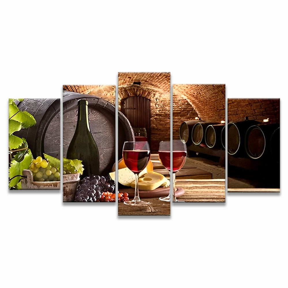 Barricas de Vino Tinto en Sótano 5 Partes Pintar por Números