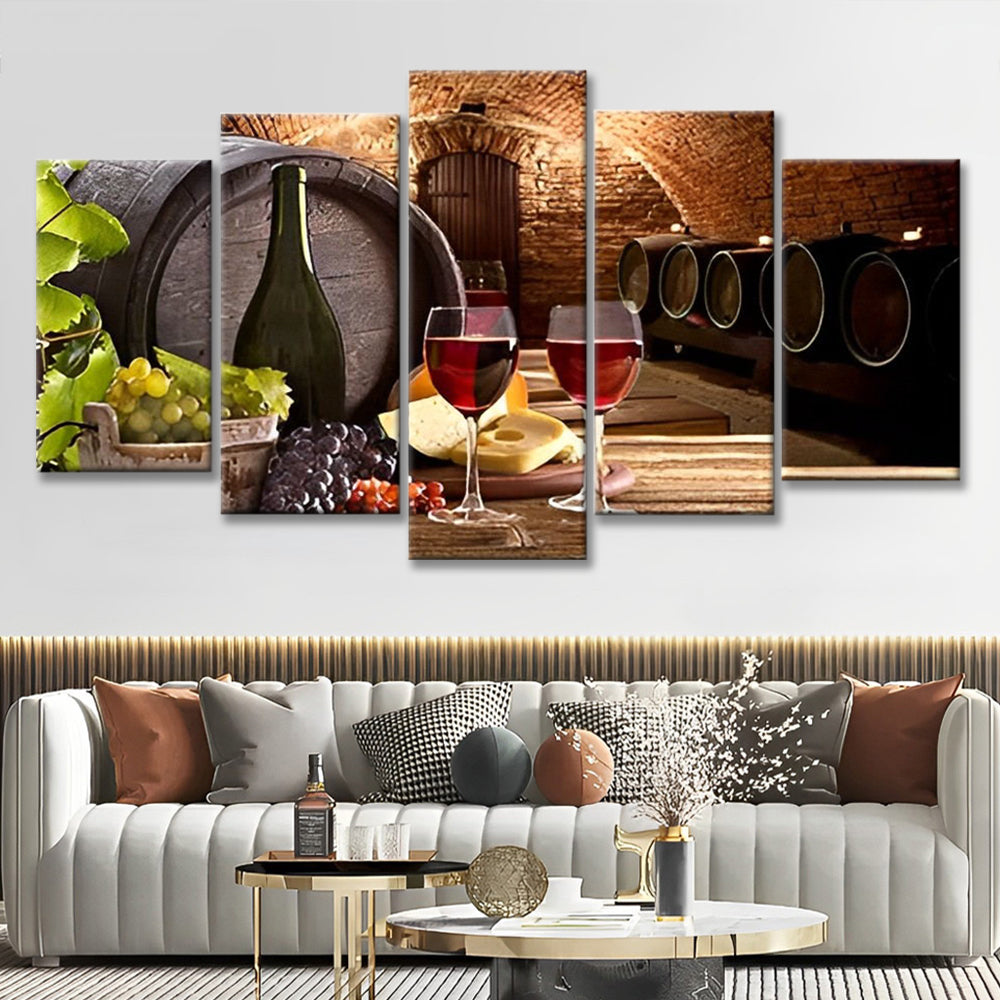 Barricas de Vino Tinto en Sótano 5 Partes Pintar por Números