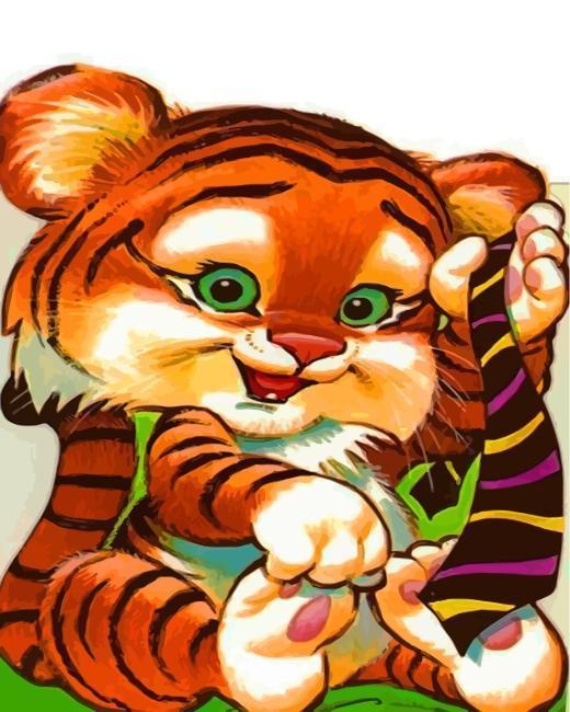Bebé Tigre con Los Ojos Verdes Pintar por Números Niños
