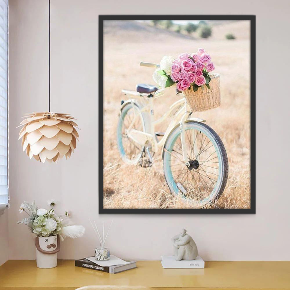 Bicicleta con Flores en el Césped Pintar por Números
