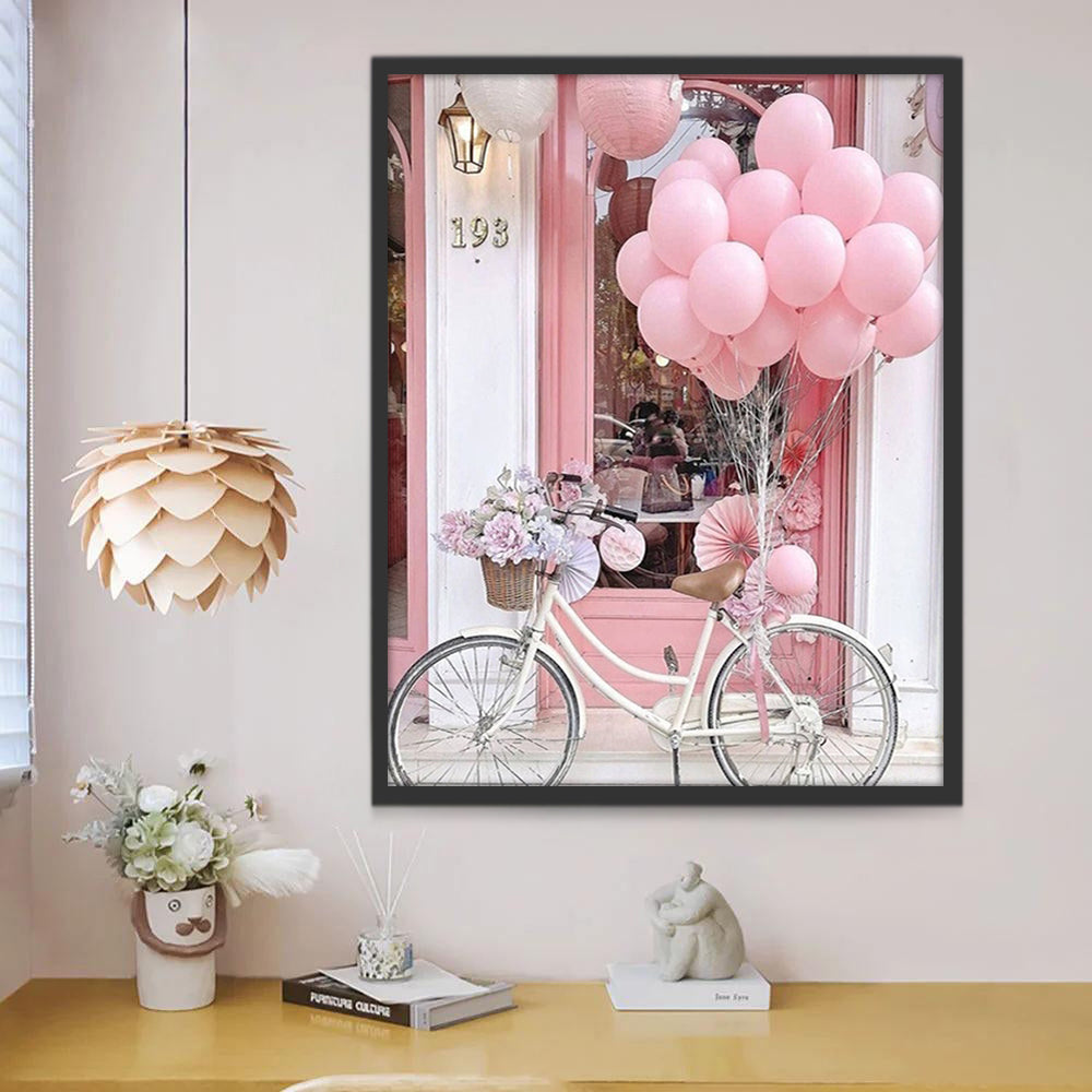 Bicicleta Decorada con Flores y Globos Pintar por Números