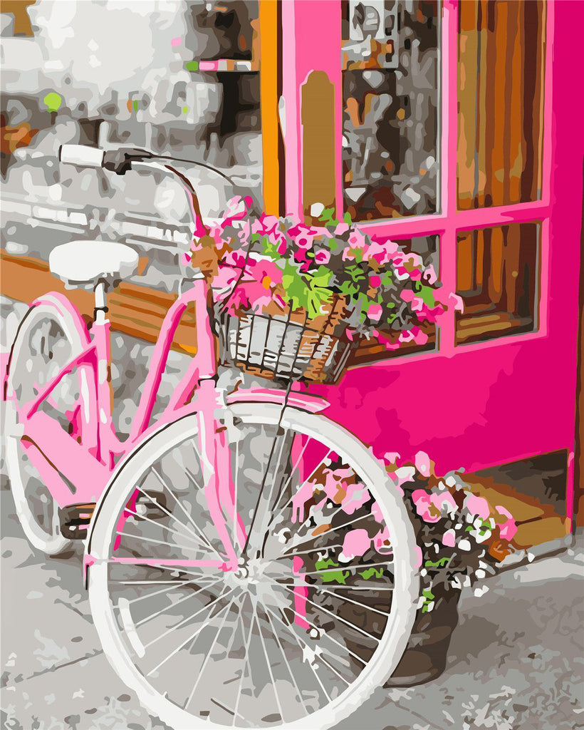 Bicicleta Delante de la Puerta de Tienda Pintar por Números