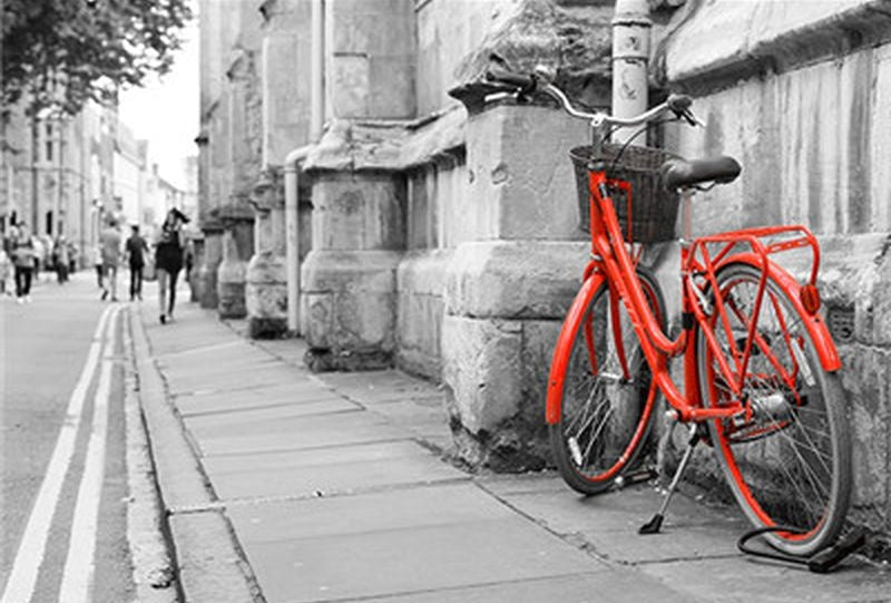 Bicicleta Roja Parada en la Calle Pintar por Números