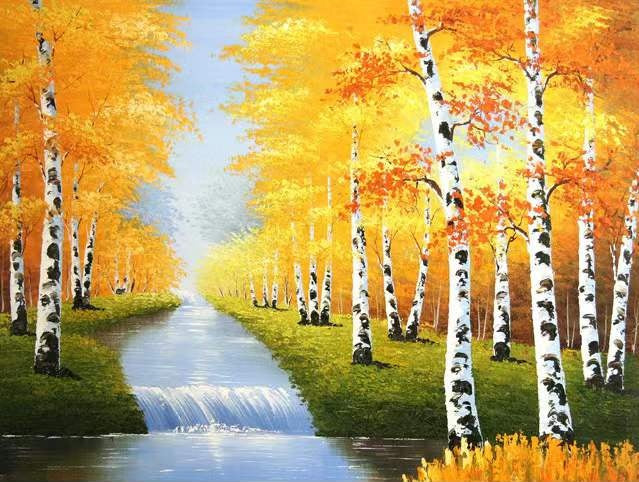 Bosque de Abedules y Arroyo Pintar por Números
