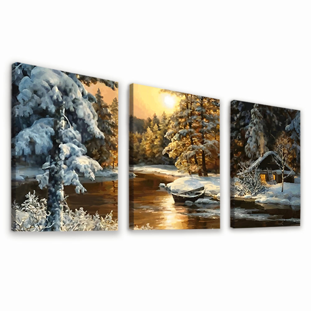 Bosque Invernal al Sol 3 Partes Pintar por Números