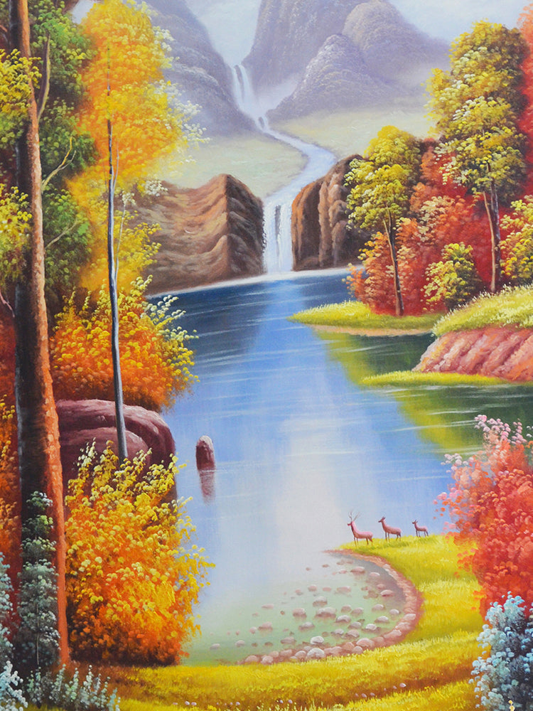 Bosque Otoñal y Río de Montañas Pintar por Números