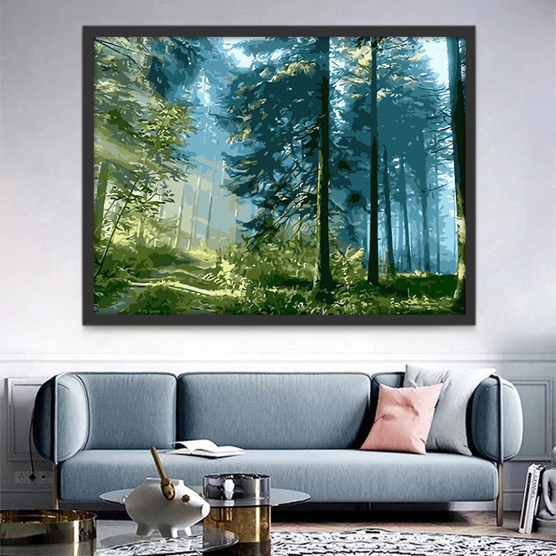 Bosque Verde al Sol Pintar por Números