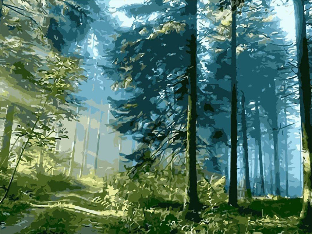 Bosque Verde al Sol Pintar por Números