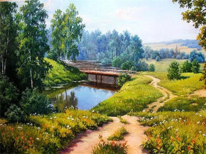 Bosque Verde y Césped de Flores Pintar por Números