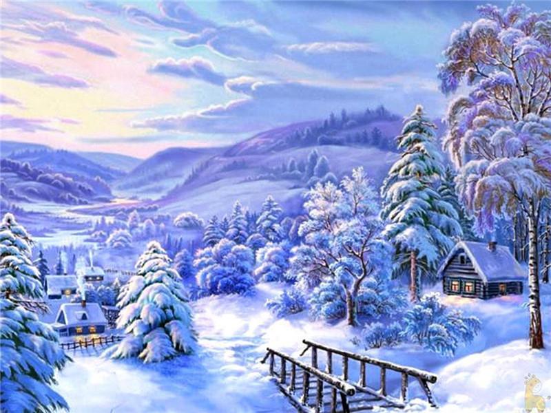Bosque y Montañas en la Nieve Pintar por Números