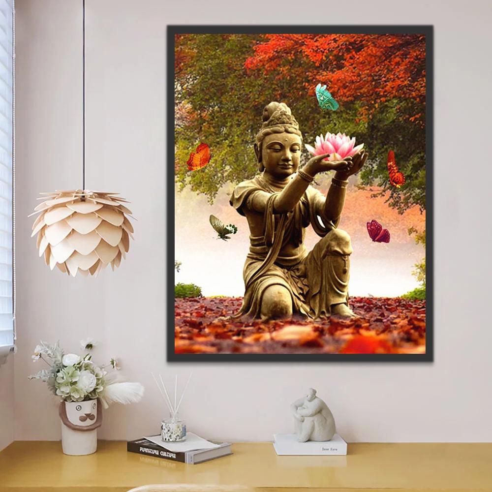 Buda Bajo Árboles Otoñales Pintar por Números