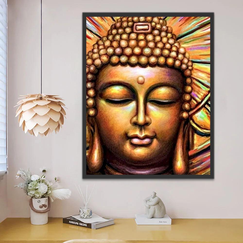 Buda con Fondo de Color Arcoíris Pintar por Números