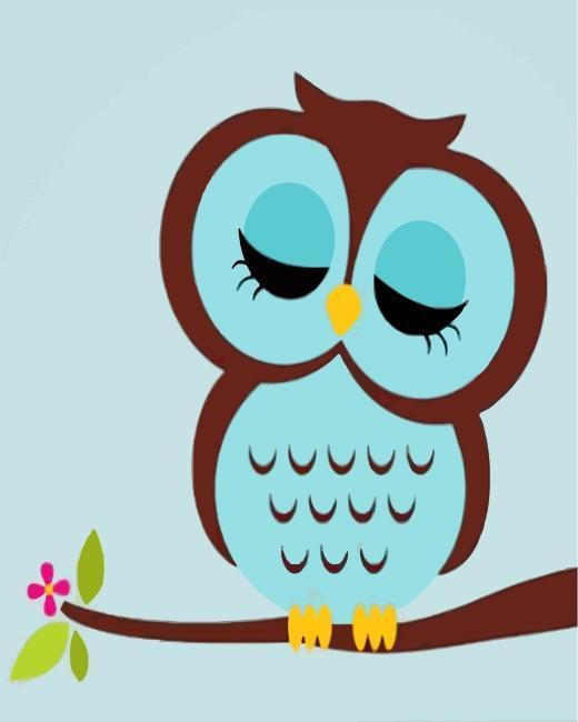 Búho Adorable con Fondo Azul Pintar por Números Niños