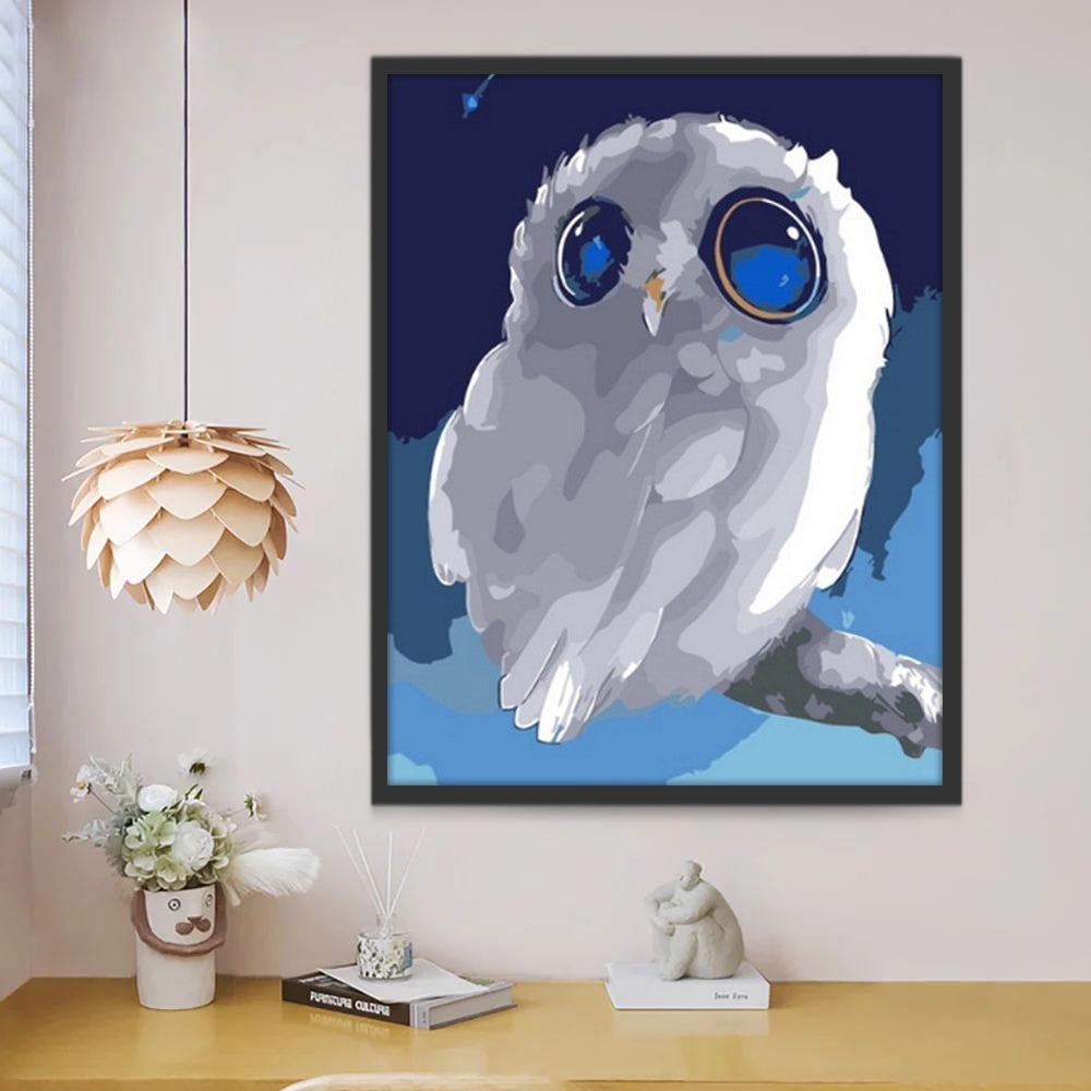 Búho Adorable con Ojos Azules Pintar por Números