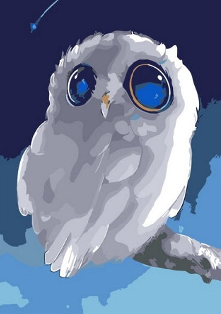 Búho Adorable con Ojos Azules Pintar por Números