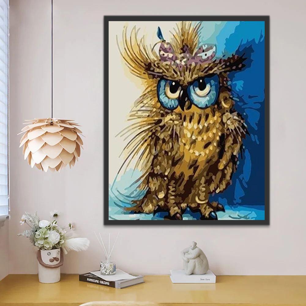 Búho con Ojos Azules Pintar por Números