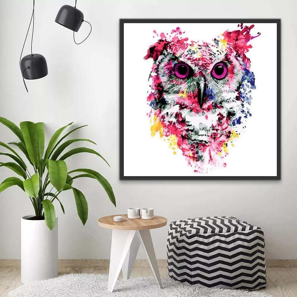 Búho con Ojos Rosas Pintar por Números