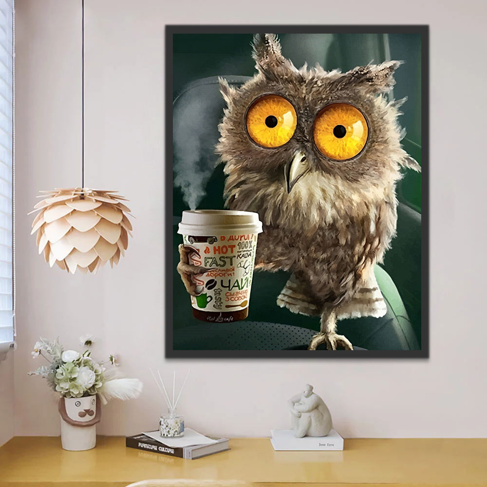 Búho con Vaso de Papel Pintar por Números
