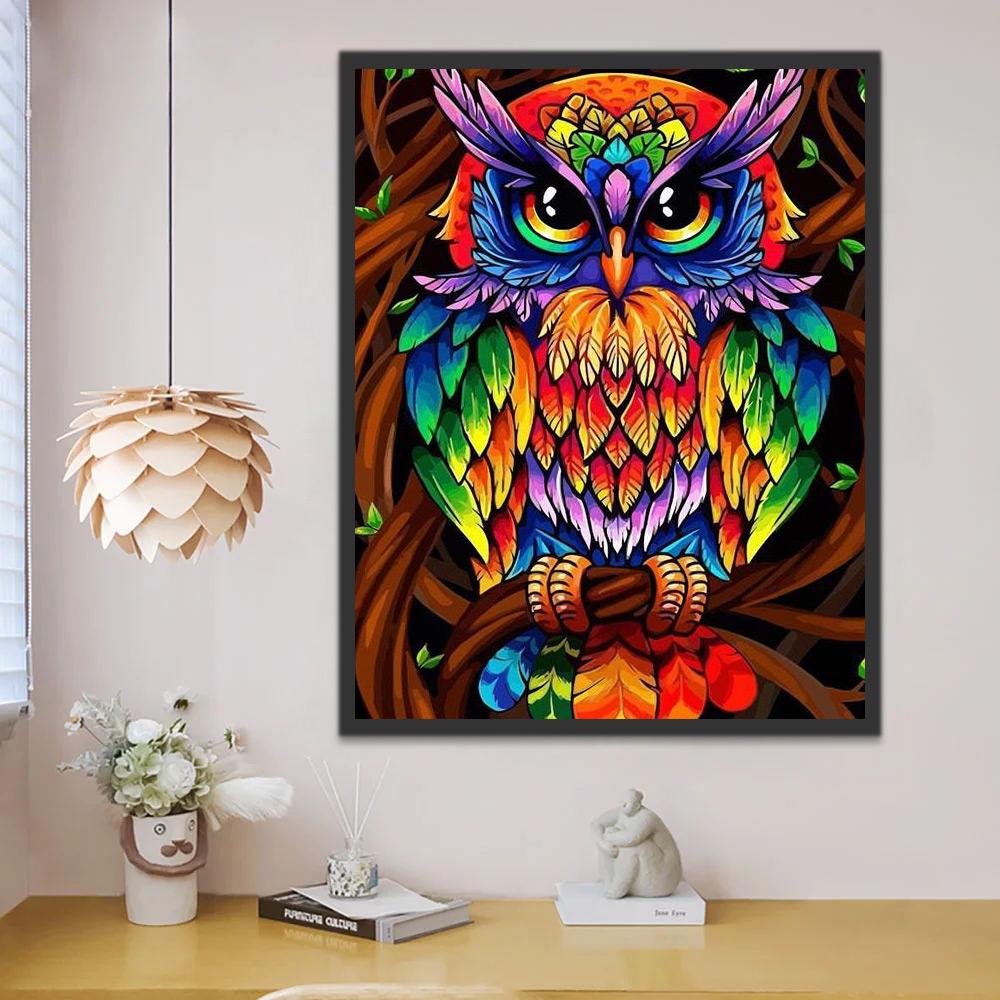 Búho de Colores Brillantes Pintar por Números