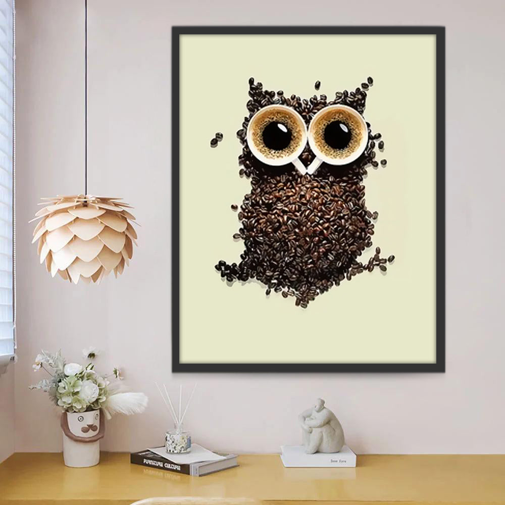 Búho de Granos de Café Pintar por Números