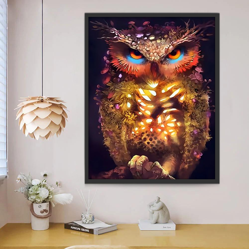 Búho de Hojas y Ramas Pintar por Números