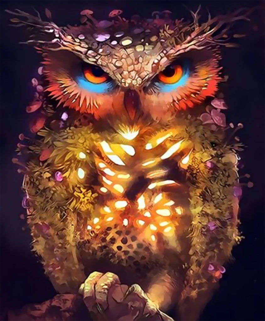 Búho de Hojas y Ramas Pintar por Números