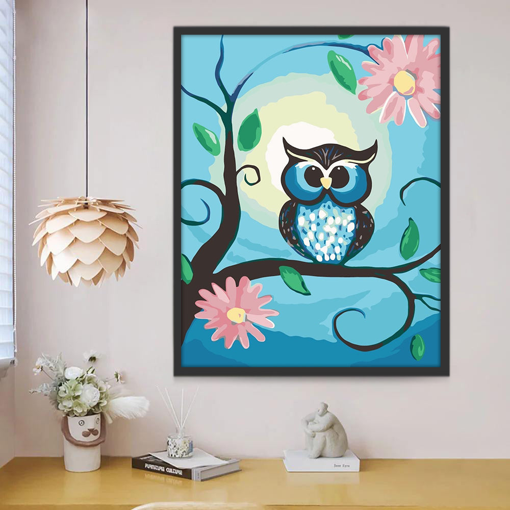 Búho Lindo sobre Árbol Pintar por Números