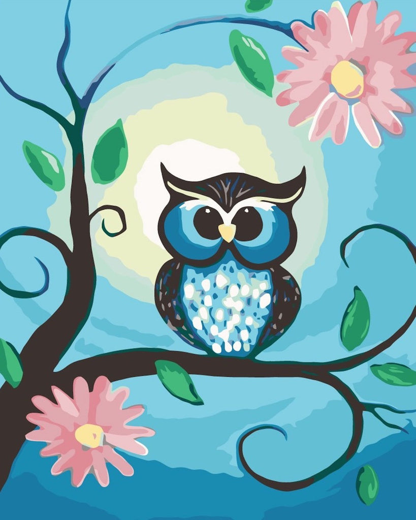 Búho Lindo sobre Árbol Pintar por Números