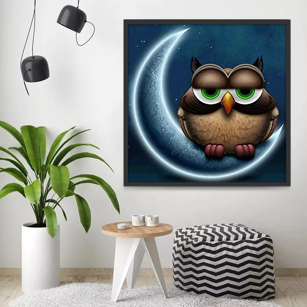 Búho Marrón sobre Luna Pintar por Números