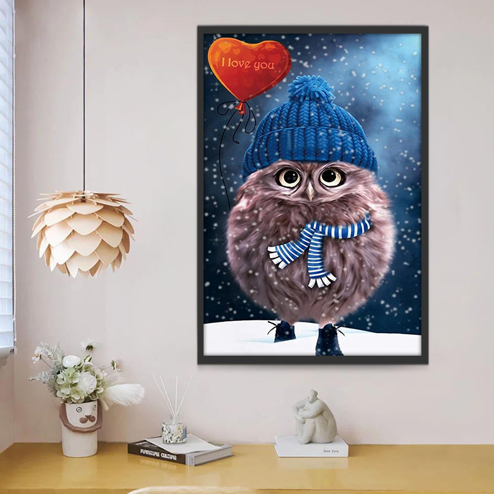 Búho Pequeño con Gorro en Invierno Pintar por Números