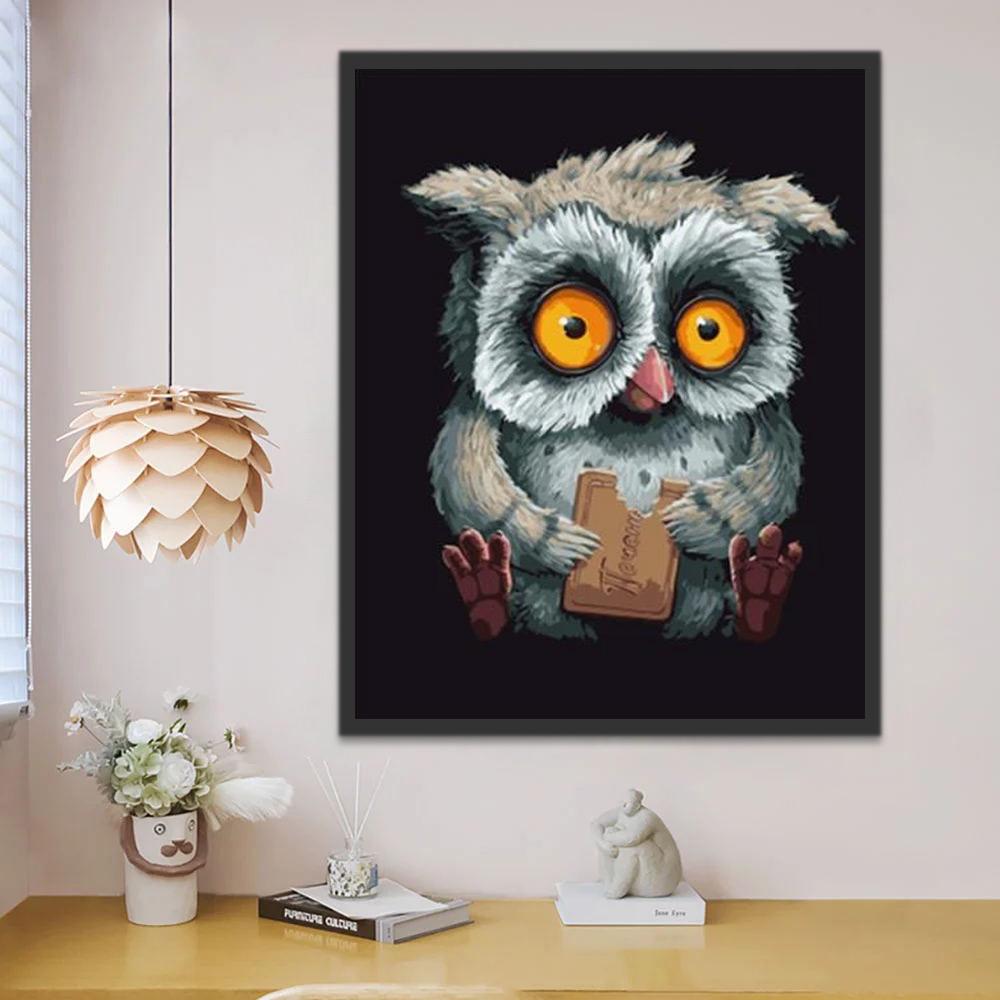 Búho Pequeño con Ojos Anaranjados Pintar por Números