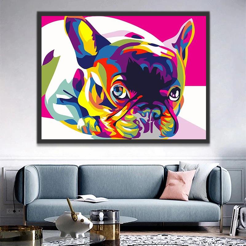 Bulldog Colorido Abstracto Pintar por Números