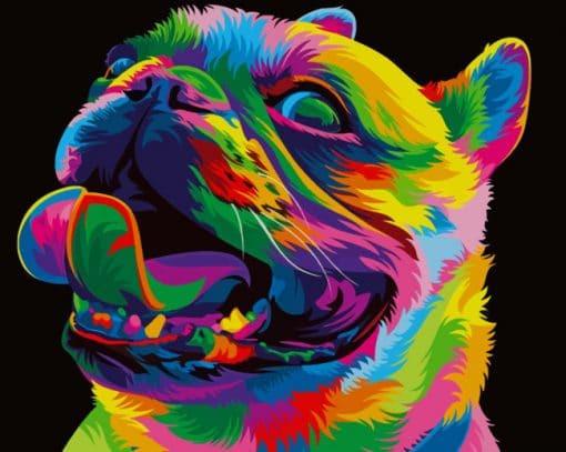 Bulldog Colorido con Boca Abierta Pintar por Números