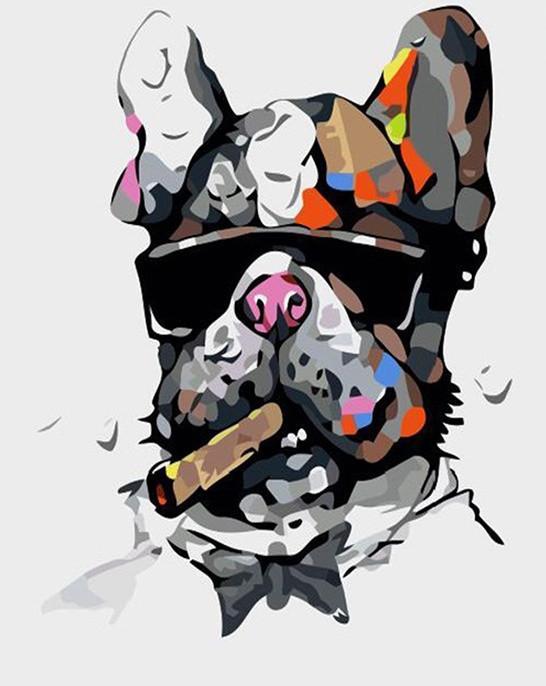 Bulldog con Gafas de Sol Fumando Pintar por Números