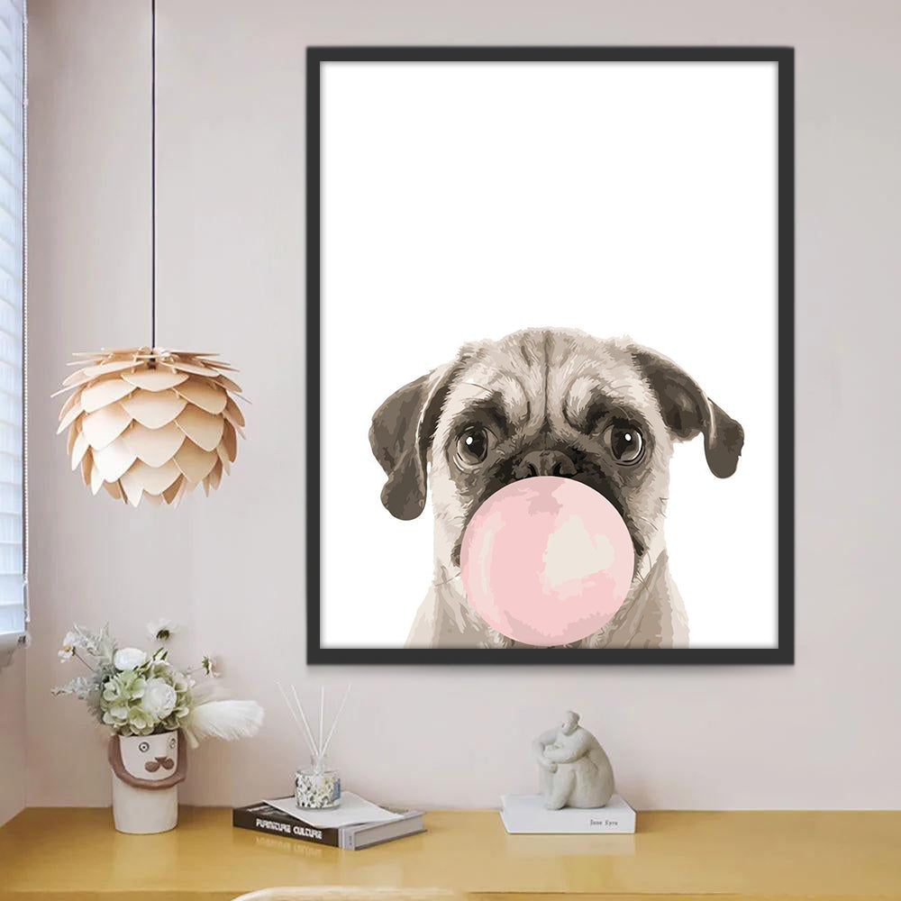 Bulldog y Burbuja Rosa de Chicle Pintar por Números