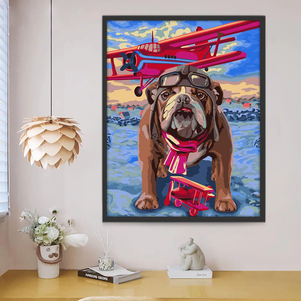 Bulldog y Dos Biplanos Rojos Pintar por Números