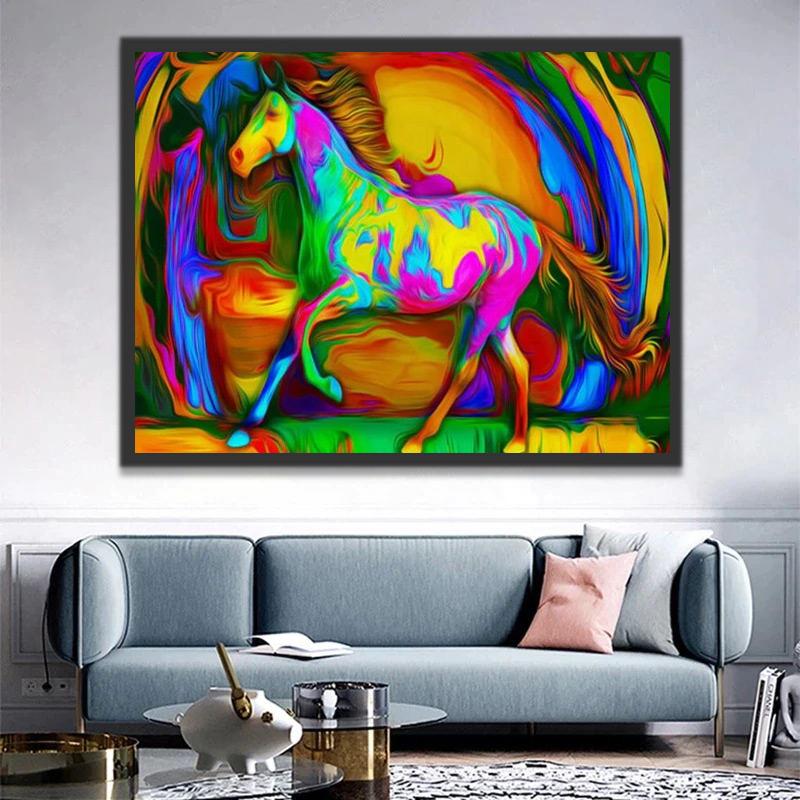 Caballo Abstracto de Colores Brillantes Pintar por Números