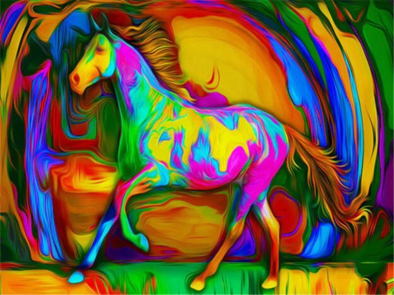 Caballo Abstracto de Colores Brillantes Pintar por Números