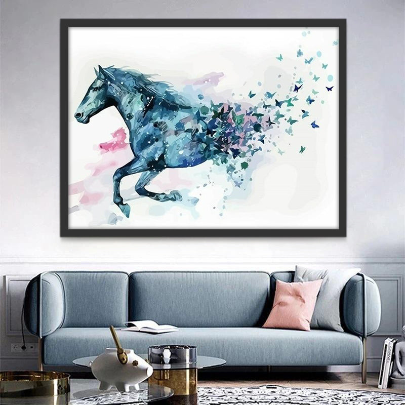 Caballo al Galope con Mariposas Pintar por Números