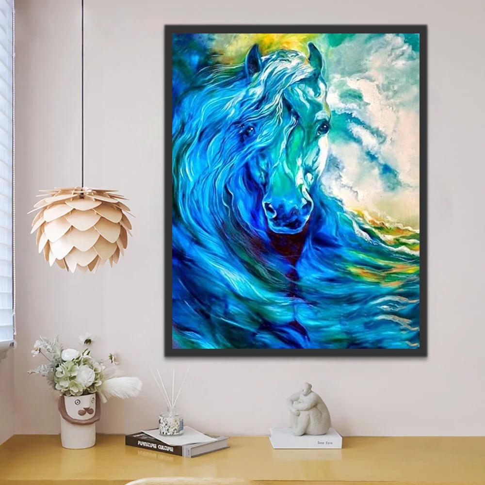 Caballo Azul y Verde Pintar por Números