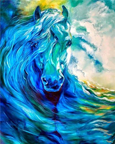 Caballo Azul y Verde Pintar por Números