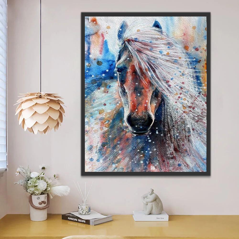 Caballo Colorido con Melena Blanca Pintar por Números