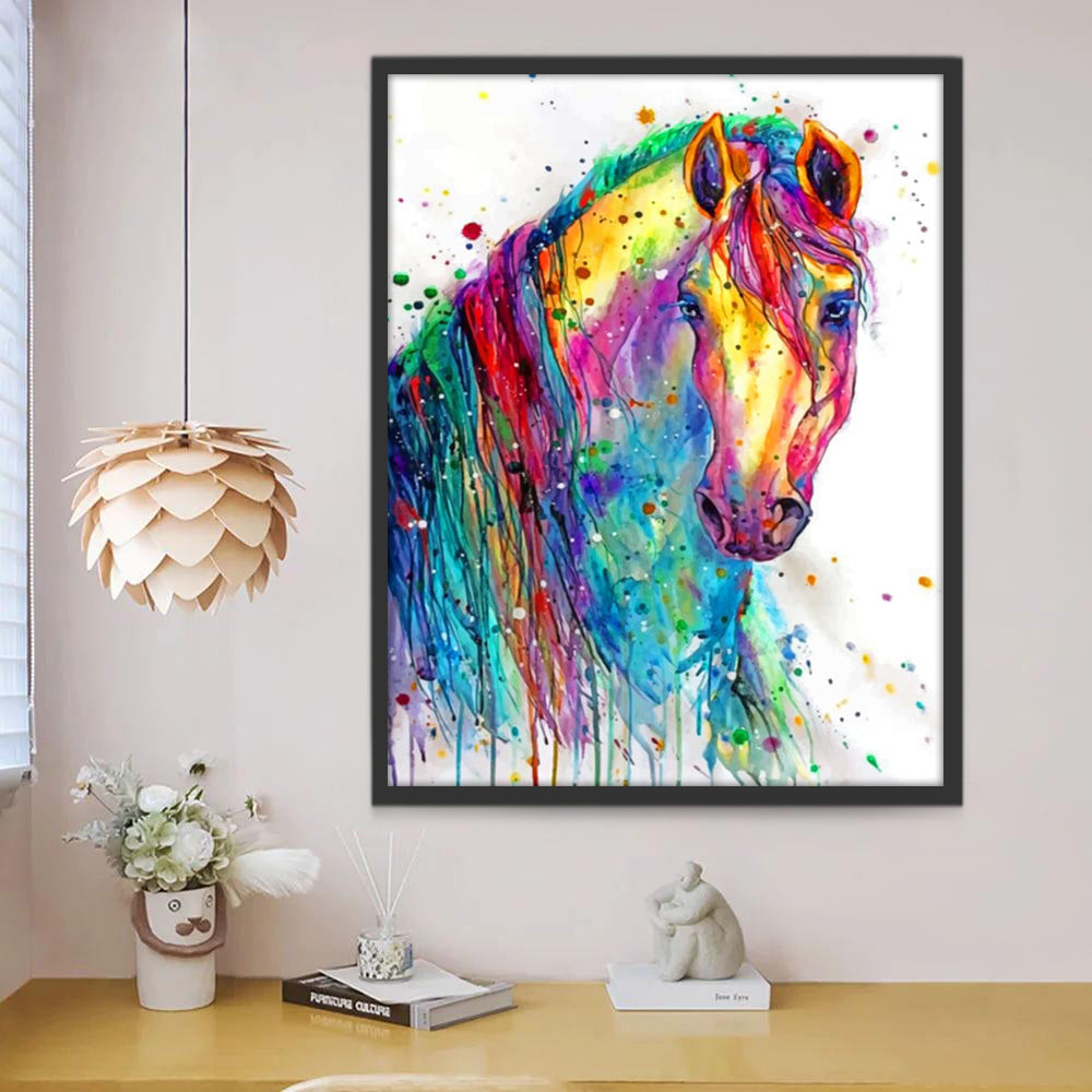 Caballo Colorido con Melena de Color de Arco Iris Pintar por Números